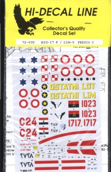 Hi-Decal Line 72-035, MIG-17 F / LIM-5 Fresco C 1:72