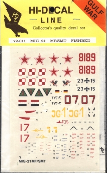 Hi-Decal Line 72-011, MIG 21 MF/SMT Fishbed 1:72