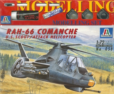 RAH-66 Comanche U.S. Scout/Attack Helicopter Italeri 058, 1:72 inkl. Farben Pinsel Kleber